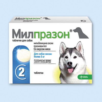 Милпразон таблетки для собак весом более 5 кг от гельминтов, 1 таблетка