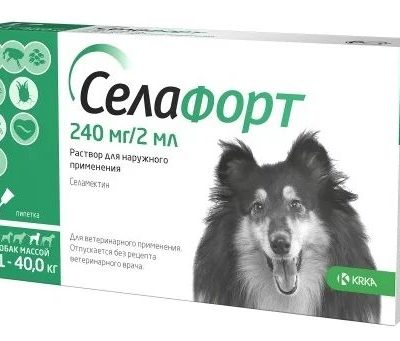 Селафорт Капли от блох, клещей и власоедов 240 мг для собак массой 20.1-40 кг